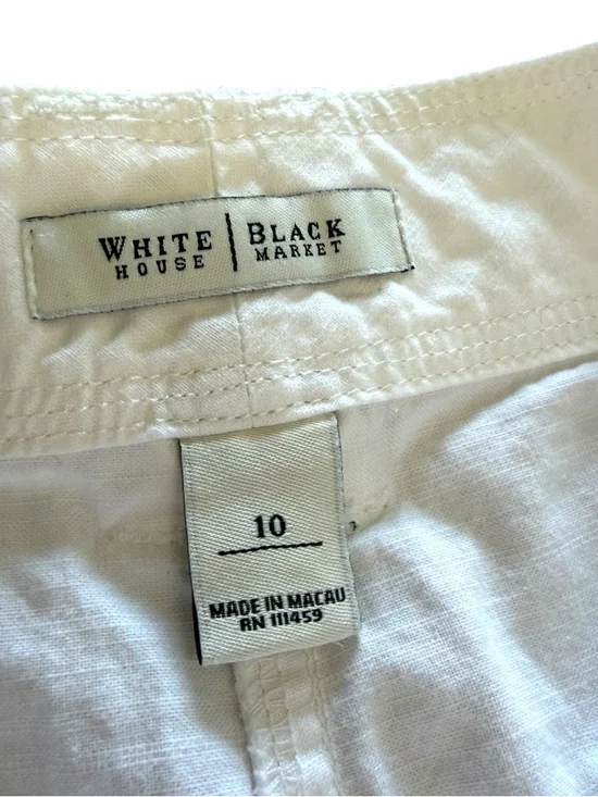 White House Black Market Vintage White Cuffed MR Mid Rise Chino Shorts size 10 - Picture 3 of 6